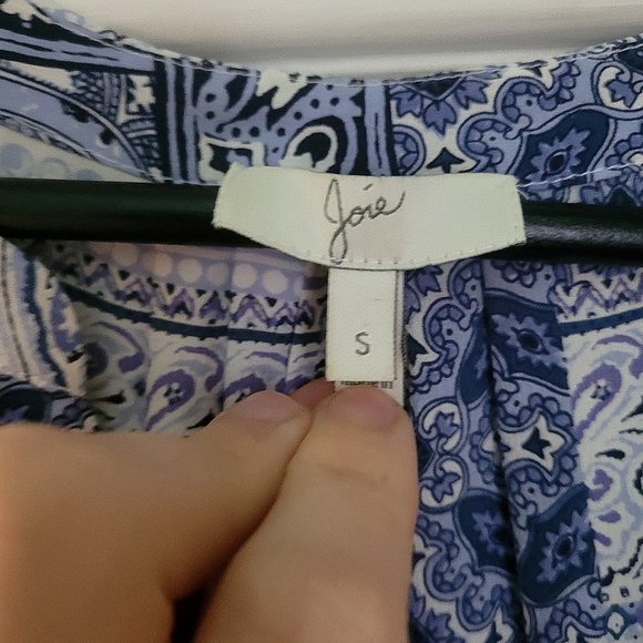 Joie Silk Sleeveless Blouse, Blue White, sz Small - Picture 9 of 10